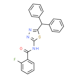 ChemSpider 2D Image | N-[5-(Diphenylmethyl)-1,3,4-thiadiazol-2-yl]-2-fluorobenzamide | C22H16FN3OS
