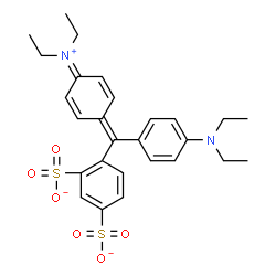 ChemSpider 2D Image | 4-{[4-(Diethylamino)phenyl][4-(diethyliminio)-2,5-cyclohexadien-1-ylidene]methyl}-1,3-benzenedisulfonate | C27H31N2O6S2