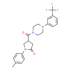ChemSpider 2D Image | 1-(4-Methylphenyl)-4-({4-[3-(trifluoromethyl)phenyl]-1-piperazinyl}carbonyl)-2-pyrrolidinone | C23H24F3N3O2