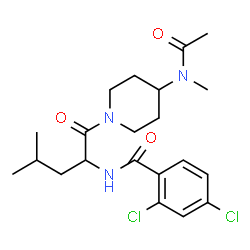 ChemSpider 2D Image | N-(1-{4-[Acetyl(methyl)amino]-1-piperidinyl}-4-methyl-1-oxo-2-pentanyl)-2,4-dichlorobenzamide | C21H29Cl2N3O3