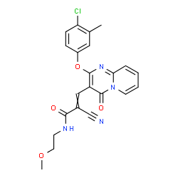 ChemSpider 2D Image | 3-[2-(4-Chloro-3-methylphenoxy)-4-oxo-4H-pyrido[1,2-a]pyrimidin-3-yl]-2-cyano-N-(2-methoxyethyl)acrylamide | C22H19ClN4O4