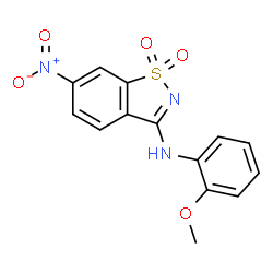 ChemSpider 2D Image | N-(2-Methoxyphenyl)-6-nitro-1,2-benzothiazol-3-amine 1,1-dioxide | C14H11N3O5S