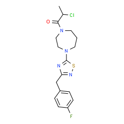 ChemSpider 2D Image | 2-Chloro-1-{4-[3-(4-fluorobenzyl)-1,2,4-thiadiazol-5-yl]-1,4-diazepan-1-yl}-1-propanone | C17H20ClFN4OS