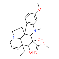 ChemSpider 2D Image | Methyl 3,4-dihydroxy-16-methoxy-1-methyl-6,7-didehydroaspidospermidine-3-carboxylate | C23H30N2O5