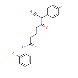ChemSpider 2D Image | 6-(4-Chlorophenyl)-6-cyano-N-(2,4-dichlorophenyl)-5-oxohexanamide | C19H15Cl3N2O2