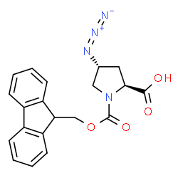 ChemSpider 2D Image | (4R)-4-Azido-1-[(9H-fluoren-9-ylmethoxy)carbonyl]-L-proline | C20H18N4O4