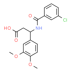 ChemSpider 2D Image | 3-[(3-Chlorobenzoyl)amino]-3-(3,4-dimethoxyphenyl)propanoic acid | C18H18ClNO5