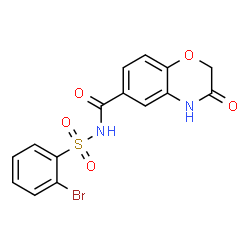ChemSpider 2D Image | N-[(2-Bromophenyl)sulfonyl]-3-oxo-3,4-dihydro-2H-1,4-benzoxazine-6-carboxamide | C15H11BrN2O5S