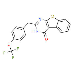 ChemSpider 2D Image | 2-[4-(Trifluoromethoxy)benzyl][1]benzothieno[2,3-d]pyrimidin-4(1H)-one | C18H11F3N2O2S