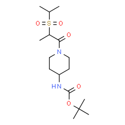 ChemSpider 2D Image | 2-Methyl-2-propanyl {1-[2-(isopropylsulfonyl)propanoyl]-4-piperidinyl}carbamate | C16H30N2O5S