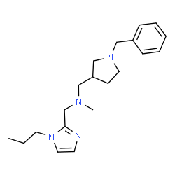 ChemSpider 2D Image | 1-(1-Benzyl-3-pyrrolidinyl)-N-methyl-N-[(1-propyl-1H-imidazol-2-yl)methyl]methanamine | C20H30N4