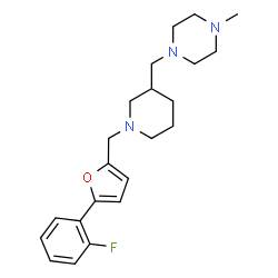 ChemSpider 2D Image | 1-[(1-{[5-(2-Fluorophenyl)-2-furyl]methyl}-3-piperidinyl)methyl]-4-methylpiperazine | C22H30FN3O