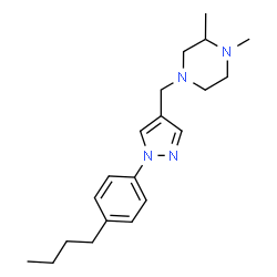 ChemSpider 2D Image | 4-{[1-(4-Butylphenyl)-1H-pyrazol-4-yl]methyl}-1,2-dimethylpiperazine | C20H30N4