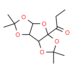 ChemSpider 2D Image | 1-(2,2,6,6-Tetramethyldihydro[1,3]dioxolo[4,5]furo[2,3-d][1,3]dioxol-3a(4aH)-yl)-1-propanone | C13H20O6