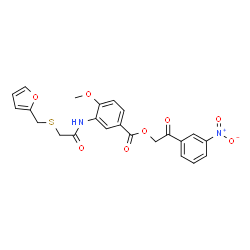 ChemSpider 2D Image | 2-(3-Nitrophenyl)-2-oxoethyl 3-({[(2-furylmethyl)sulfanyl]acetyl}amino)-4-methoxybenzoate | C23H20N2O8S
