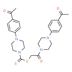 ChemSpider 2D Image | 2-[4-(4-Acetylphenyl)-1-piperazinyl]-2-oxoethyl 4-(4-acetylphenyl)-1-piperazinecarbodithioate | C27H32N4O3S2