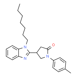 ChemSpider 2D Image | 4-(1-Heptyl-1H-benzimidazol-2-yl)-1-(4-methylphenyl)-2-pyrrolidinone | C25H31N3O