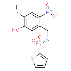 ChemSpider 2D Image | N-[(Z)-(5-Hydroxy-4-methoxy-2-nitrophenyl)methylene]-2-thiophenesulfonamide | C12H10N2O6S2