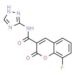 ChemSpider 2D Image | 8-Fluoro-2-oxo-N-(1H-1,2,4-triazol-3-yl)-2H-chromene-3-carboxamide | C12H7FN4O3