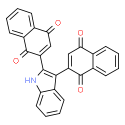 ChemSpider 2D Image | 2,2'-(1H-Indole-2,3-diyl)di(1,4-naphthoquinone) | C28H15NO4