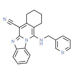 ChemSpider 2D Image | 11-[(3-Pyridinylmethyl)amino]-7,8,9,10-tetrahydrobenzimidazo[1,2-b]isoquinoline-6-carbonitrile | C22H19N5