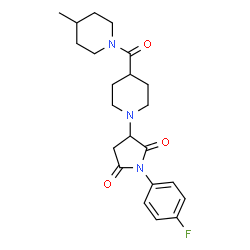 ChemSpider 2D Image | 1-(4-Fluorophenyl)-3-{4-[(4-methyl-1-piperidinyl)carbonyl]-1-piperidinyl}-2,5-pyrrolidinedione | C22H28FN3O3