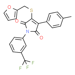 ChemSpider 2D Image | 3-[(2-Furylmethyl)sulfanyl]-4-(4-methylphenyl)-1-[3-(trifluoromethyl)phenyl]-1H-pyrrole-2,5-dione | C23H16F3NO3S