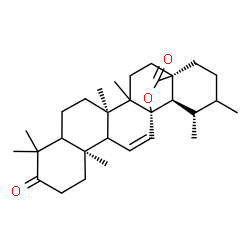 ChemSpider 2D Image | (5xi,9xi,13alpha,14xi,17alpha,20xi)-13,28-Epoxyurs-11-ene-3,28-dione | C30H44O3