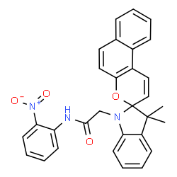 ChemSpider 2D Image | 2-(3',3'-Dimethylspiro[benzo[f]chromene-3,2'-indol]-1'(3'H)-yl)-N-(2-nitrophenyl)acetamide | C30H25N3O4