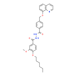 ChemSpider 2D Image | 4-(Hexyloxy)-3-methoxy-N'-{4-[(8-quinolinyloxy)methyl]benzoyl}benzohydrazide | C31H33N3O5
