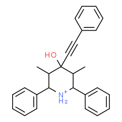 ChemSpider 2D Image | 4-Hydroxy-3,5-dimethyl-2,6-diphenyl-4-(phenylethynyl)piperidinium | C27H28NO