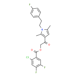 ChemSpider 2D Image | 2-{1-[2-(4-Fluorophenyl)ethyl]-2,5-dimethyl-1H-pyrrol-3-yl}-2-oxoethyl 2-chloro-4,5-difluorobenzoate | C23H19ClF3NO3