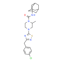ChemSpider 2D Image | N-(Adamantan-1-yl)-4-[3-(4-chlorobenzyl)-1,2,4-thiadiazol-5-yl]-2-methyl-1-piperazinecarboxamide | C25H32ClN5OS