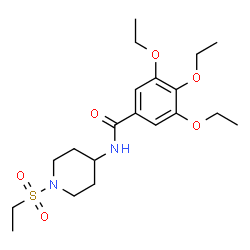 ChemSpider 2D Image | 3,4,5-Triethoxy-N-[1-(ethylsulfonyl)-4-piperidinyl]benzamide | C20H32N2O6S