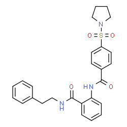 ChemSpider 2D Image | N-(2-Phenylethyl)-2-{[4-(1-pyrrolidinylsulfonyl)benzoyl]amino}benzamide | C26H27N3O4S