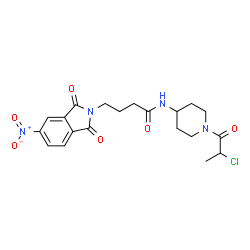 ChemSpider 2D Image | N-[1-(2-Chloropropanoyl)-4-piperidinyl]-4-(5-nitro-1,3-dioxo-1,3-dihydro-2H-isoindol-2-yl)butanamide | C20H23ClN4O6