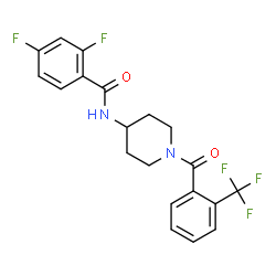 ChemSpider 2D Image | 2,4-Difluoro-N-{1-[2-(trifluoromethyl)benzoyl]-4-piperidinyl}benzamide | C20H17F5N2O2
