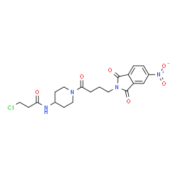 ChemSpider 2D Image | 3-Chloro-N-{1-[4-(5-nitro-1,3-dioxo-1,3-dihydro-2H-isoindol-2-yl)butanoyl]-4-piperidinyl}propanamide | C20H23ClN4O6