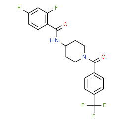 ChemSpider 2D Image | 2,4-Difluoro-N-{1-[4-(trifluoromethyl)benzoyl]-4-piperidinyl}benzamide | C20H17F5N2O2