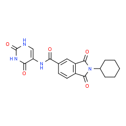 ChemSpider 2D Image | 2-Cyclohexyl-N-(2,4-dioxo-1,2,3,4-tetrahydro-5-pyrimidinyl)-1,3-dioxo-5-isoindolinecarboxamide | C19H18N4O5