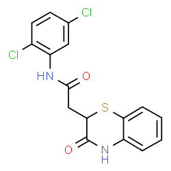 ChemSpider 2D Image | N-(2,5-Dichlorophenyl)-2-(3-oxo-3,4-dihydro-2H-1,4-benzothiazin-2-yl)acetamide | C16H12Cl2N2O2S