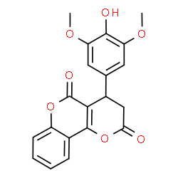 ChemSpider 2D Image | 4-(4-Hydroxy-3,5-dimethoxyphenyl)-3,4-dihydro-2H,5H-pyrano[3,2-c]chromene-2,5-dione | C20H16O7