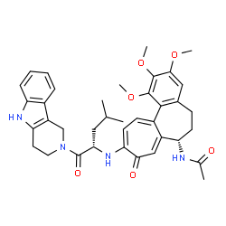 ChemSpider 2D Image | N-[(7S)-1,2,3-Trimethoxy-10-{[(2S)-4-methyl-1-oxo-1-(1,3,4,5-tetrahydro-2H-pyrido[4,3-b]indol-2-yl)-2-pentanyl]amino}-9-oxo-5,6,7,9-tetrahydrobenzo[a]heptalen-7-yl]acetamide | C38H44N4O6