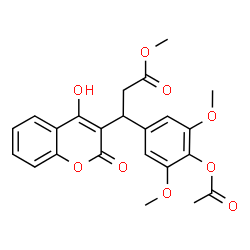 ChemSpider 2D Image | Methyl 3-(4-acetoxy-3,5-dimethoxyphenyl)-3-(4-hydroxy-2-oxo-2H-chromen-3-yl)propanoate | C23H22O9