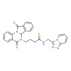 ChemSpider 2D Image | 4-(5,11-Dioxo-6a,11-dihydroisoindolo[2,1-a]quinazolin-6(5H)-yl)-N-([1,2,4]triazolo[4,3-a]pyridin-3-ylmethyl)butanamide | C26H22N6O3