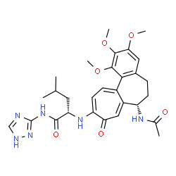 ChemSpider 2D Image | N~2~-[(7S)-7-Acetamido-1,2,3-trimethoxy-9-oxo-5,6,7,9-tetrahydrobenzo[a]heptalen-10-yl]-N-1H-1,2,4-triazol-3-yl-L-leucinamide | C29H36N6O6