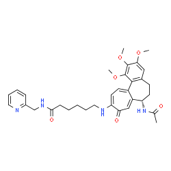 ChemSpider 2D Image | 6-{[(7S)-7-Acetamido-1,2,3-trimethoxy-9-oxo-5,6,7,9-tetrahydrobenzo[a]heptalen-10-yl]amino}-N-(2-pyridinylmethyl)hexanamide | C33H40N4O6