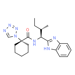ChemSpider 2D Image | N-[(1S,2S)-1-(1H-Benzimidazol-2-yl)-2-methylbutyl]-1-(1H-tetrazol-1-yl)cyclohexanecarboxamide | C20H27N7O