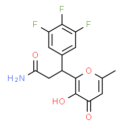 ChemSpider 2D Image | 3-(3-Hydroxy-6-methyl-4-oxo-4H-pyran-2-yl)-3-(3,4,5-trifluorophenyl)propanamide | C15H12F3NO4