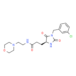 ChemSpider 2D Image | 3-[(4S)-1-(3-Chlorobenzyl)-2,5-dioxo-4-imidazolidinyl]-N-[2-(4-morpholinyl)ethyl]propanamide | C19H25ClN4O4